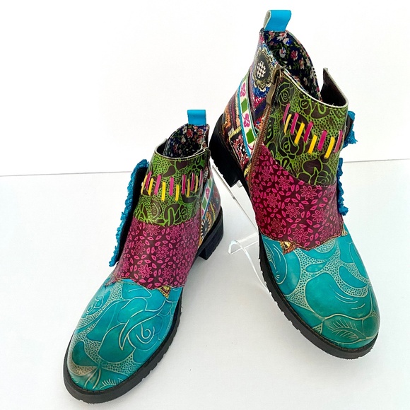 Gracosy leather ankle boots Size US 10 EU 41 festival boots - Picture 1 of 6